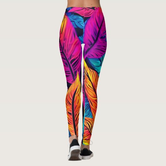 Neon Leaf Symphony Leggings (Achterkant)