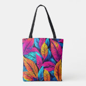 Neon Leaf Symphony Tote Bag (Achterkant)