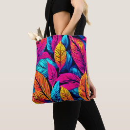 Neon Leaf Symphony Tote Bag