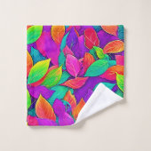 Neon Leaves: Cartoon Flow Bad Handdoek (Wasdoekje)