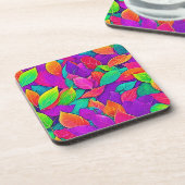Neon Leaves: Cartoon Flow Bier Onderzetter (Linkerzijde)