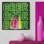 Neon LED Beer Sign Green Vierkante Klok<br><div class="desc">Klok van de vierkante muur gedrukt met het neonuitkijkbalteken. Het ontwerp heeft bierflessen gekleurd en is voorzien van een letters met het woord BEER in LED-strips. Het heeft een kleurenpalet van groen,  rood,  roze en geel. Blader alsjeblieft naar onze winkel voor andere kleurpaden.</div>