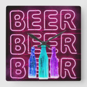 Neon LED Beer Sign Vierkante Klok (Voorkant)