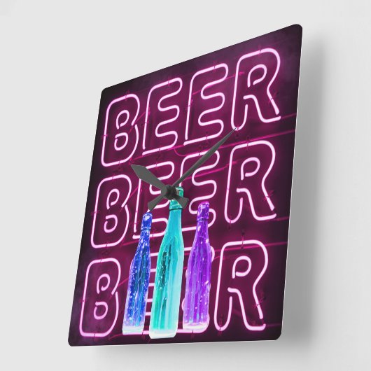 Neon LED Beer Sign Vierkante Klok (Hoek)