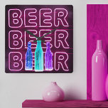 Neon LED Beer Sign Vierkante Klok<br><div class="desc">Klok van de vierkante muur gedrukt met het neonuitkijkbalteken. Het ontwerp heeft bierflessen gekleurd en is voorzien van een letters met het woord BEER in LED-strips.</div>