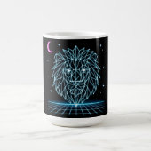 Neon Leeuw Synthwave - Retro Koning Roofdier Koffiemok (Center)