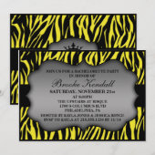 Neon Lemon Wild Night Zebra Bachelorette Party Kaart (Voorkant / Achterkant)