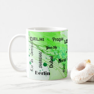 neon lente groen marmeren werveling Mega stad Koffiemok