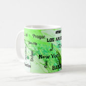 neon lente groen marmeren werveling Mega stad Koffiemok (Voorkant links)