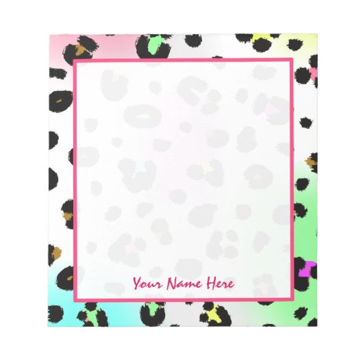 Neon Leopard Aangepast Notitieblok (Voorkant)