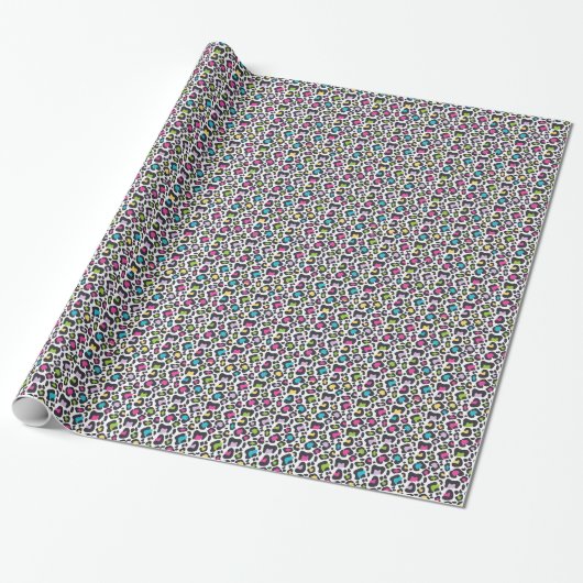 Neon Leopard Print Cadeaupapier (Uitgerold)