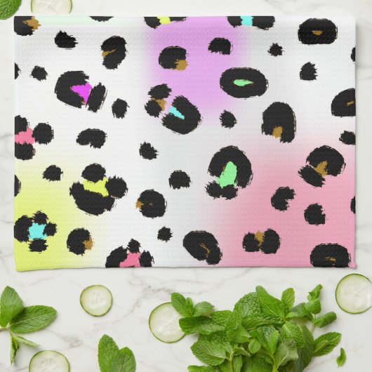 Neon Leopard Print Kitchen Towel Theedoek (Gevouwen)