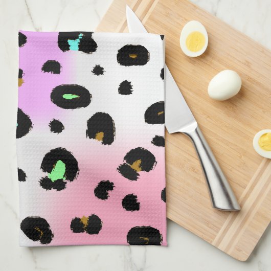 Neon Leopard Print Kitchen Towel Theedoek (Quarter Fold)