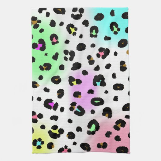 Neon Leopard Print Kitchen Towel Theedoek (Verticaal)