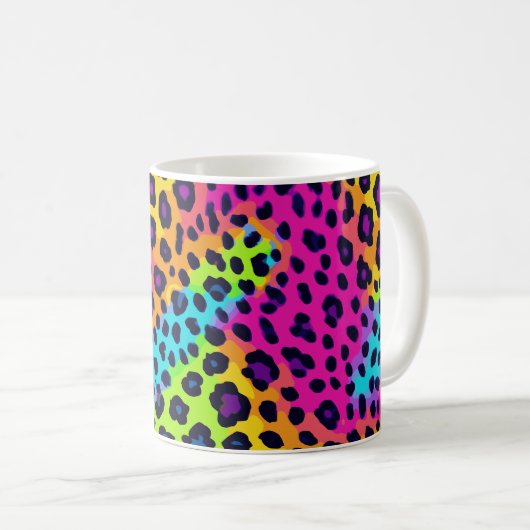 Neon Leopard Print Koffiemok (Voorkant rechts)
