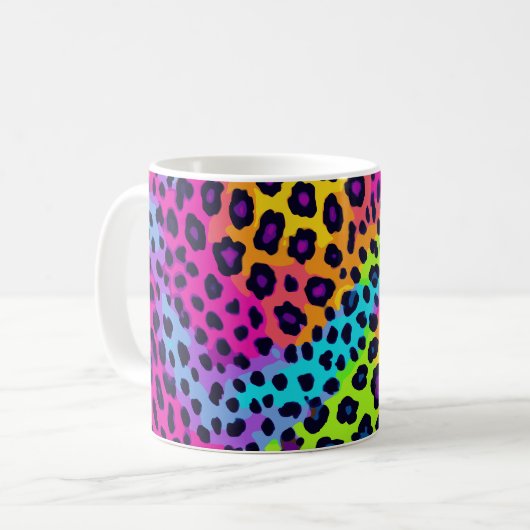 Neon Leopard Print Koffiemok (Voorkant links)
