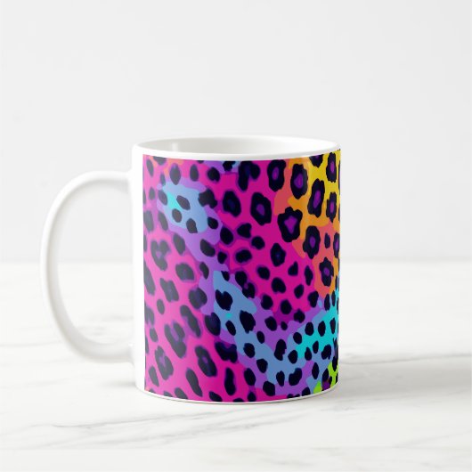 Neon Leopard Print Koffiemok (Links)