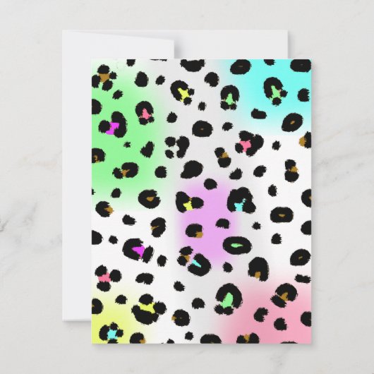 Neon Leopard Print Party nodigt uit Kaart (Achterkant)