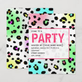 Neon Leopard Print Party nodigt uit Kaart (Voorkant / Achterkant)