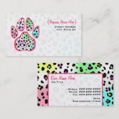 Neon Leopard Print Paw Print Visitekaartje (Voorkant / Achterkant)