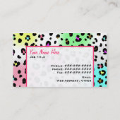 Neon Leopard Print Paw Print Visitekaartje (Achterkant)