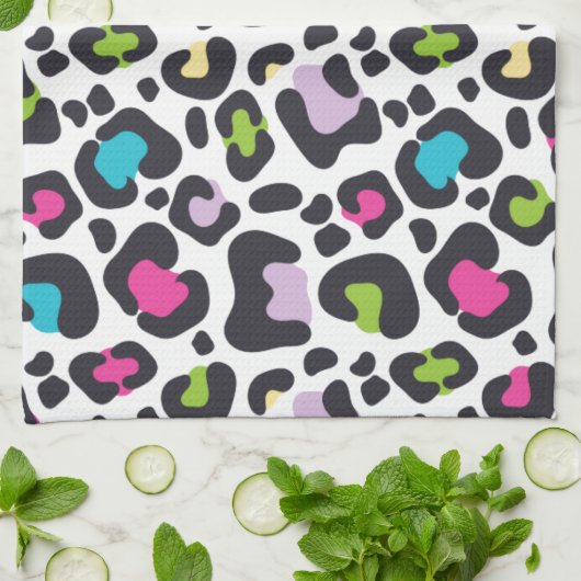 Neon Leopard Print Theedoek (Gevouwen)