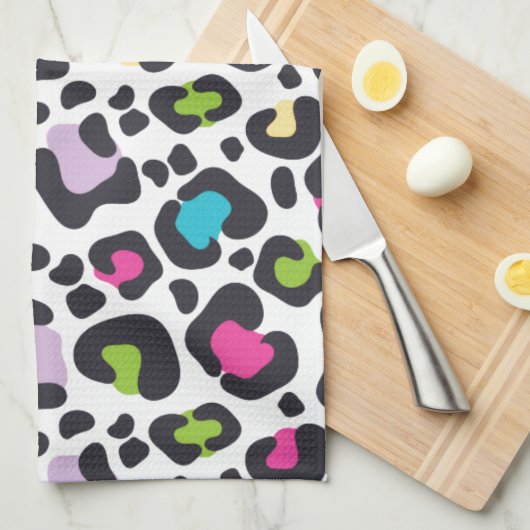 Neon Leopard Print Theedoek (Quarter Fold)