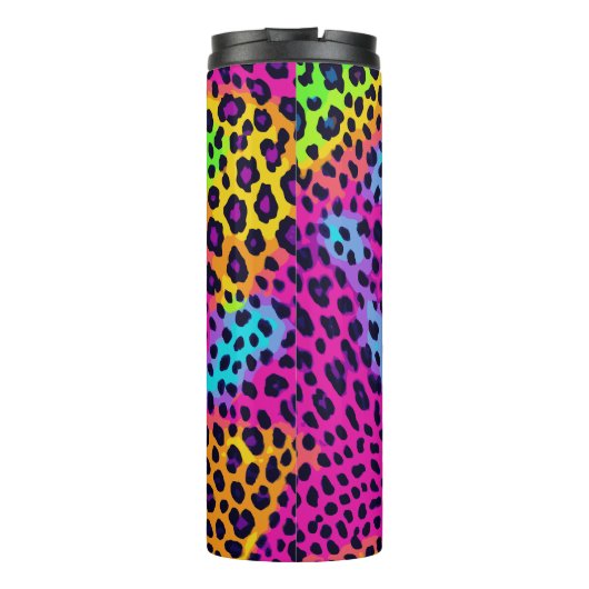 Neon Leopard Print Thermosbeker (Achterkant)