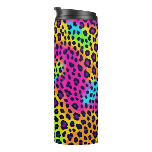 Neon Leopard Print Thermosbeker (Geroteerd rechts)