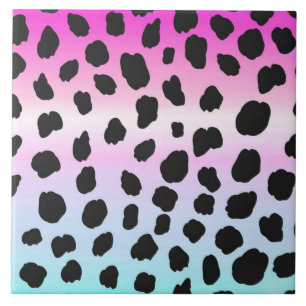 Neon leopard regenboog zachte kleuren Keramische T Tegeltje