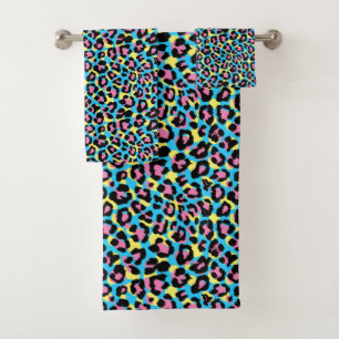 Neon Leopard Spots Patroon Bad Handdoek