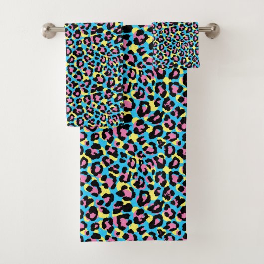 Neon Leopard Spots Patroon Bad Handdoek (Insitu)