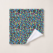Neon Leopard Spots Patroon Bad Handdoek (Wasdoekje)