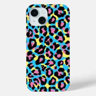 Neon Leopard Spots Patroon iPhone 15 Case