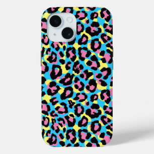 Neon Leopard Spots Patroon iPhone 15 Case