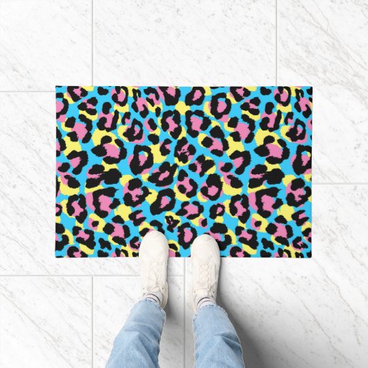 Neon Leopard Spots Patroon Deurmat (Binnen)