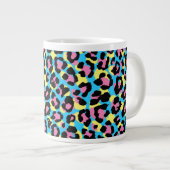 Neon Leopard Spots Patroon Grote Koffiekop (Voorkant rechts)