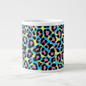 Neon Leopard Spots Patroon Grote Koffiekop (Voorkant)