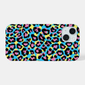 Neon Leopard Spots Patroon iPhone 15 Case (Achterkant horizontaal)
