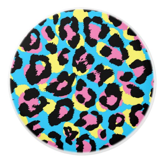 Neon Leopard Spots Patroon Keramische Knop (Voorkant)