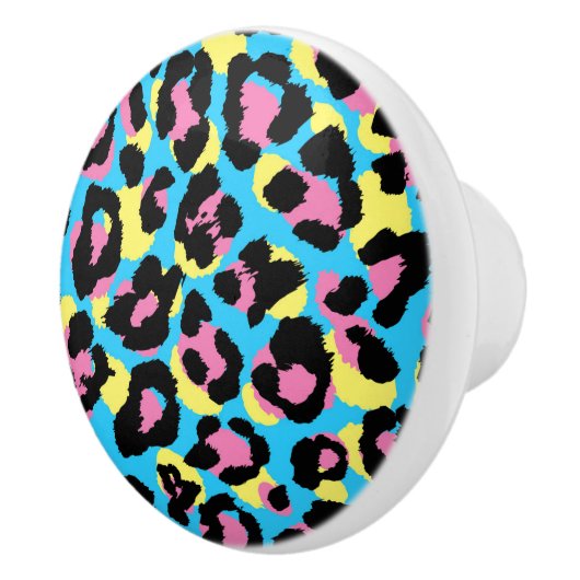 Neon Leopard Spots Patroon Keramische Knop (Rechts)