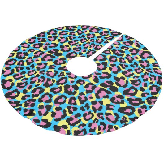 Neon Leopard Spots Patroon Kerstboom Rok (Gekanteld)