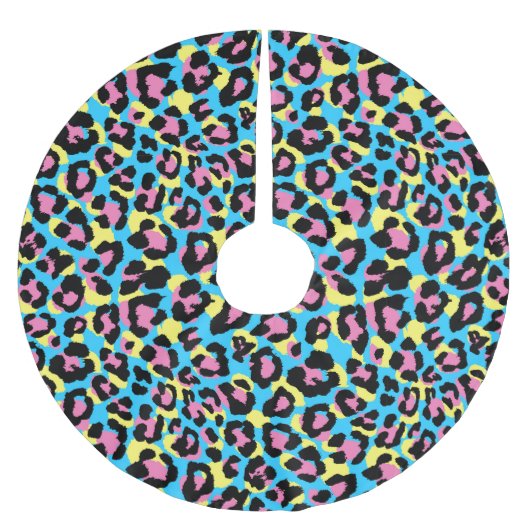 Neon Leopard Spots Patroon Kerstboom Rok (Voorkant)
