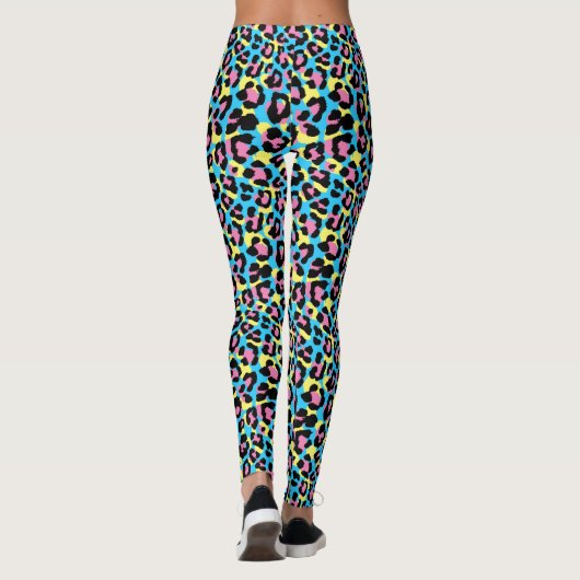 Neon Leopard Spots Patroon Leggings (Achterkant)