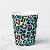 Neon Leopard Spots Patroon Papieren Bekers (Achterkant)