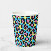 Neon Leopard Spots Patroon Papieren Bekers (Links)