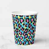 Neon Leopard Spots Patroon Papieren Bekers (Rechts)