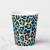 Neon Leopard Spots Patroon Papieren Bekers (Voorkant)