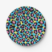 Neon Leopard Spots Patroon Papieren Bordje (Voorkant)