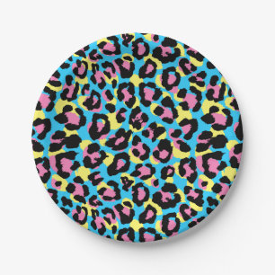 Neon Leopard Spots Patroon Papieren Bordje